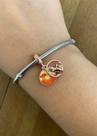 Kadın Rose Renk Aslan Kral Model Gümüş Charm
