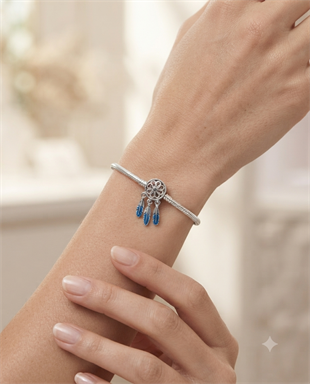 Kadın Rüya Kapanı Model Mavi Renk Detay Gümüş Charm