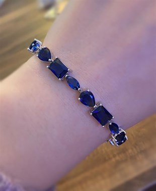 Kadın Safir Taşlı Gümüş Bileklik