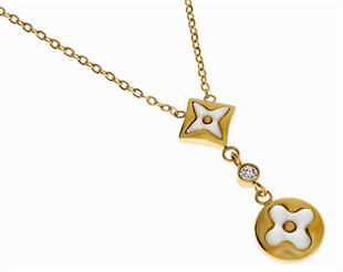 Kadın Sallantılı Beyaz Çiçek Model Çelik Kolye