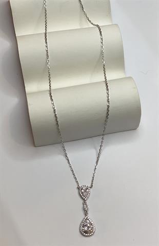 Kadın Sallantılı Damla Model Şık Gümüş Kolye