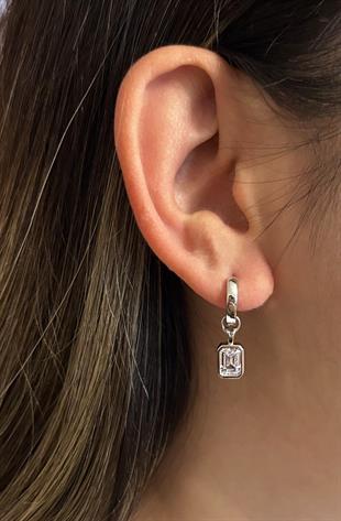 Kadın Sallantılı Dikdörtgen Gümüş Küpe