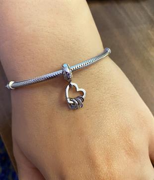 Kadın Sallantılı Kalp Model Gümüş Charm