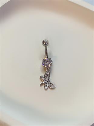 Kadın Sallantılı Tektaş Kelebek Model Çelik Piercing