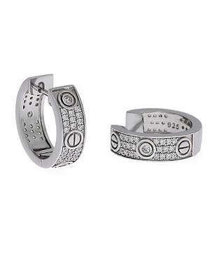 Kadın Şans Model Taşlı Gümüş Halka Küpe 