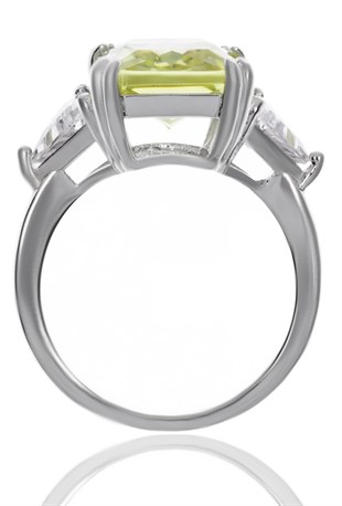 Kadın Sarı Taş Model Gösterişli Gümüş Yüzük