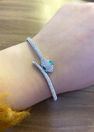 Kadın Silver Detay Yılan Model Çelik Bilezik