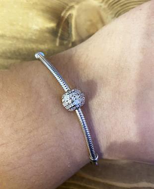 Kadın Silver Renk Taşlı Top Gümüş Charm