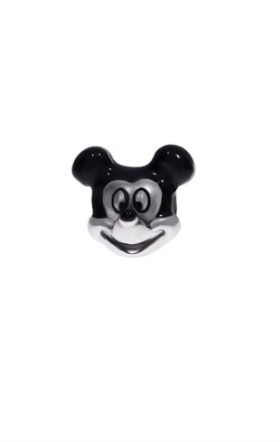 Kadın Siyah Mickey Mouse Karakterli Gümüş Charm