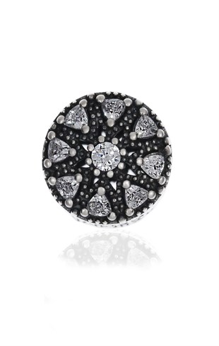 Kadın Siyah Taşlı Gümüş Charm