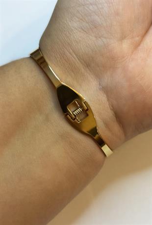 Kadın Siyah Ve Beyaz Yonca Model Çelik Bilezik