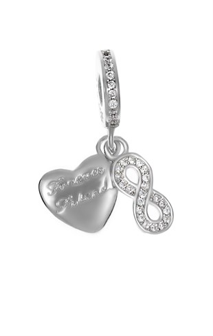 Kadın Sonsuza Kadar Arkadaşlar Yazılı Gümüş Charm