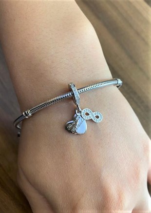 Kadın Sonsuza Kadar Arkadaşlar Yazılı Gümüş Charm