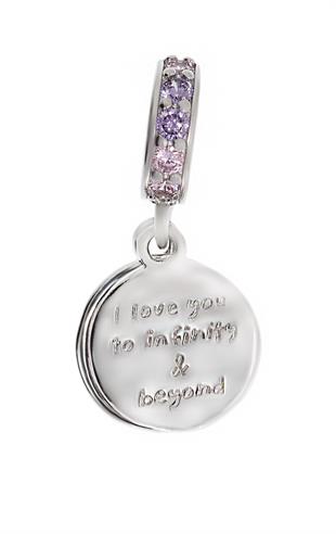 Kadın Seni Sonsuza ve Ötesine Kadar Seviyorum Yazılı Gümüş Charm