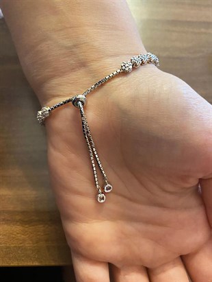 Kadın Sonsuzluk Model Çiçek Detay Gümüş Bileklik