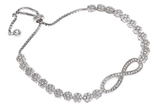 Kadın Sonsuzluk Model Çiçek Detay Gümüş Bileklik