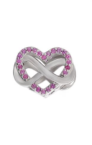 Kadın Sonsuzluk ve Kalp Model Pembe Taş Detay Gümüş Charm 