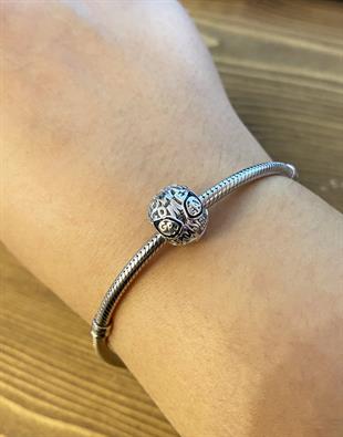 Kadın Spiderman Kafası Yazılı Model Gümüş Charm