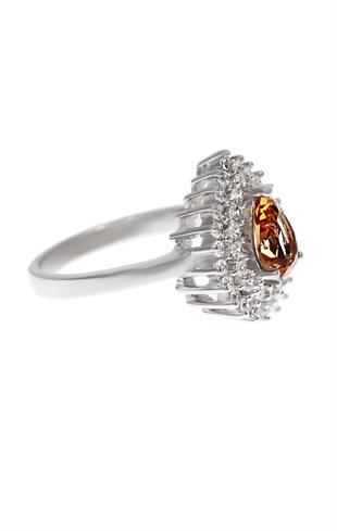 Kadın Su Damlası Model Sultanit Taşlı Gümüş Yüzük