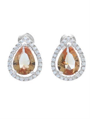 Kadın Sultanit Taşlı Damla Model Gümüş Küpe