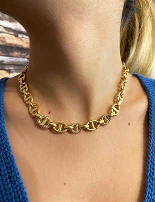 Kadın Taş Detay Çelik Kolye