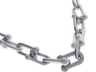 Kadın Taş Detay Halka Model Çelik Kolye