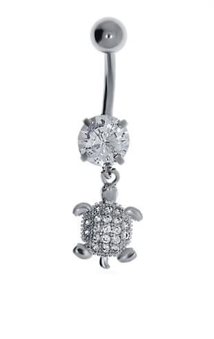 Kadın Taş Detay Kaplumbağa Model Çelik Piercing