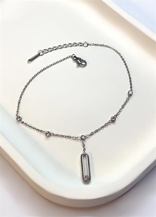 Kadın Taş Detay Sallantılı Modern Çelik Halhal