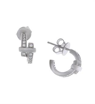 Kadın Tasarım Model Taşlı Gümüş Küpe