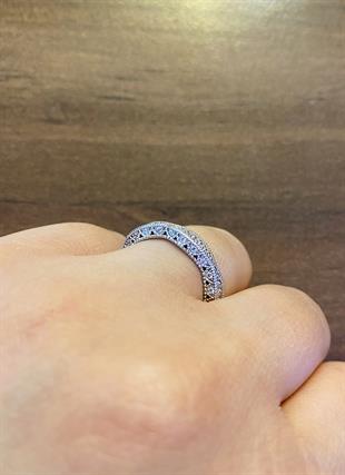 Kadın Tasarım Model Taşlı Tamtur Gümüş Yüzük