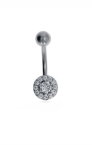 Kadın Taşlarla Çevrili Tek Taş Model Çelik Piercing