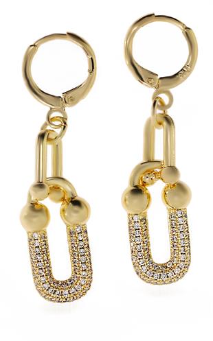 Kadın Taşlı Çelik Halka Detay Küpe