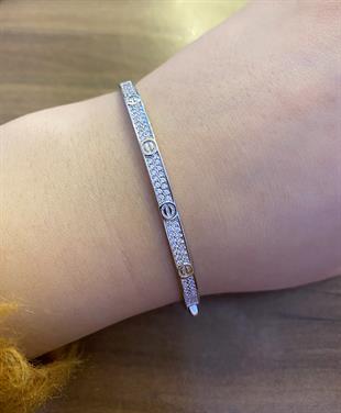 Kadın Taşlı Gümüş Şans Bileziği