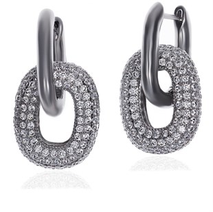 Kadın Taşlı Halka Detay Çelik Küpe