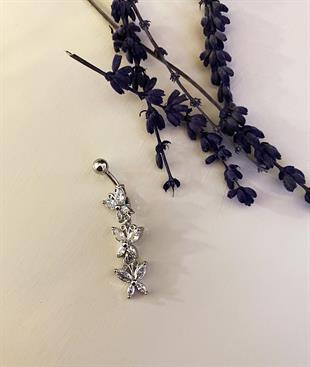 Kadın Taşlı Kelebek Detay Çelik Piercing