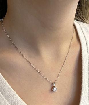 Kadın Tek Taş Gümüş Kolye