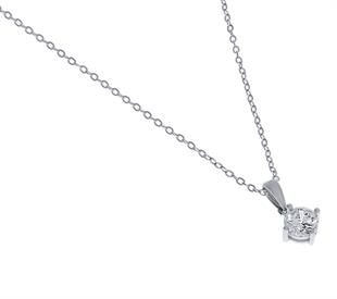 Kadın Tek Taş Şık Gümüş Kolye