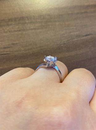 Kadın Tektaş Sarmal Model Gümüş Yüzük