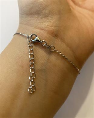 Kadın Üç Hareketli Taş Model Gümüş Bileklik