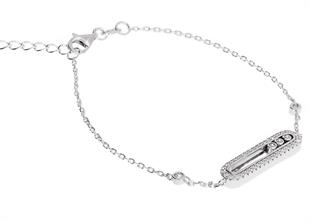 Kadın Üç Hareketli Taş Model Gümüş Bileklik