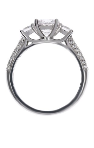 Kadın Üç Taşlı Gümüş Yüzük