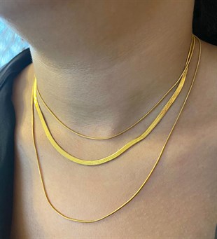 Kadın Üçlü Model İtalyan Ezme Çelik Kolye