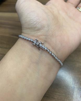 Kadın Üçlü Nazar Boncuğu Model Taşlı Gümüş Bileklik 