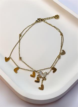 Kadın Uçuşan Kalpler Temalı Çelik Halhal