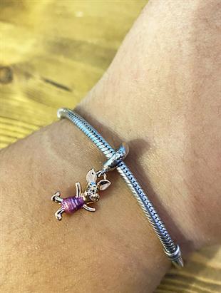 Kadın Winnie The Pooh Piglet Model Gümüş Charm