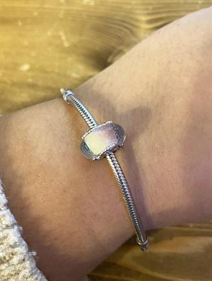 Kadın Yaprak Detay Murano Model Gümüş Charm