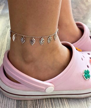 Kadın Yaprak Model Gümüş Halhal