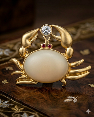 Kadın Yengeç Model Gold Detay Broş  