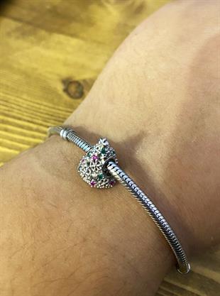 Kadın Yılbaşı Ağacı Taşlı Gümüş Charm