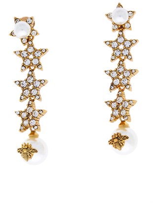 Kadın Yıldız Model İnci Detay Çelik Küpe